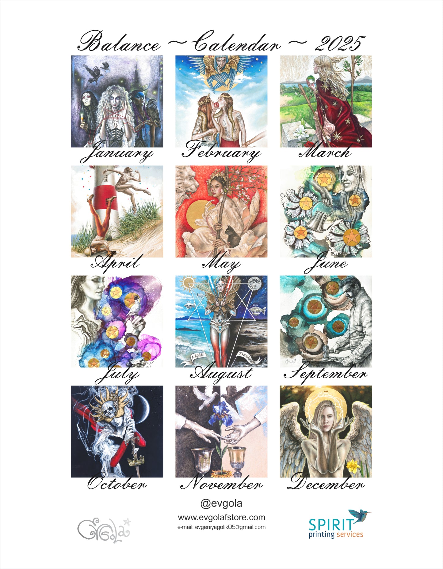 "Balance" Tarot-inspired Art Calendar 2025